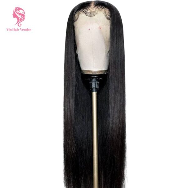 13x4 HD Lace Frontal Wig Natural Black Color Human Hair with Pre-Plucked Hairline and Natural Density