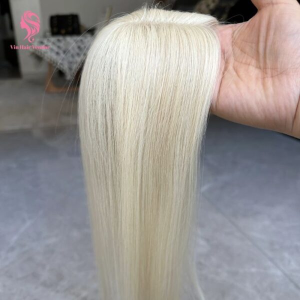 Blonde Silk Base Human Hair Topper for Women Natural Scalp Look Heat Resistant Premium Density