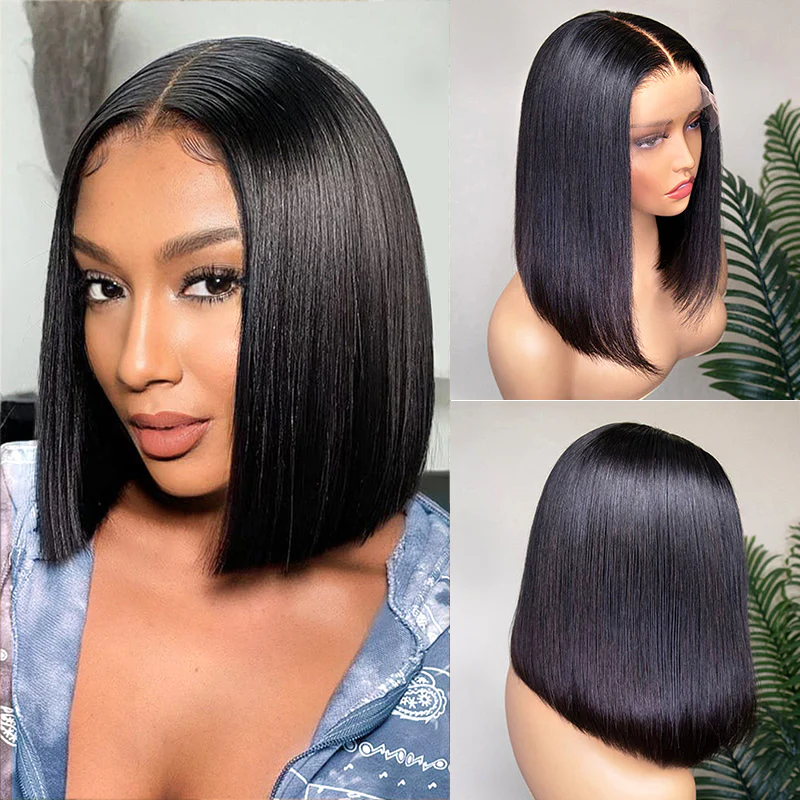 Blunt Cut Wig Human Hair Sleek Straight Precision Cut Lace Front Wig for Natural Look & Daily Wear Blunt Cut Wig Human Hair Sleek Straight Precision Cut Lace Front Wig for Natural Look & Daily Wear