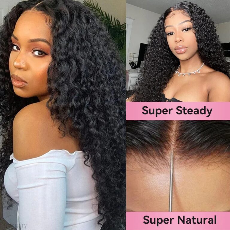 Kinky Curly Black Human Hair Wig Natural Texture Full Density Lace Front Vin Hair