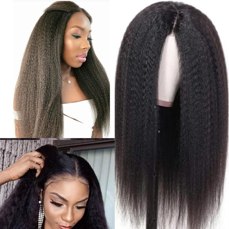 Kinky Straight Full Lace Human Hair Wig Natural Color Brazilian Remy with Custom Density & Styling Versatility