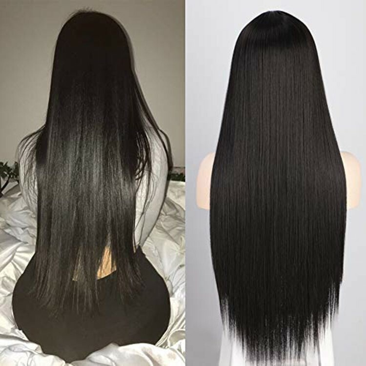 Natural Long Straight Black Premium Human Hair Wig with Soft Texture, Natural Shine, Full Density