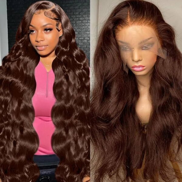 Premium Brown Lace Wig Human Hair Natural Hairline HD Lace Glueless Full Density Styling Ready