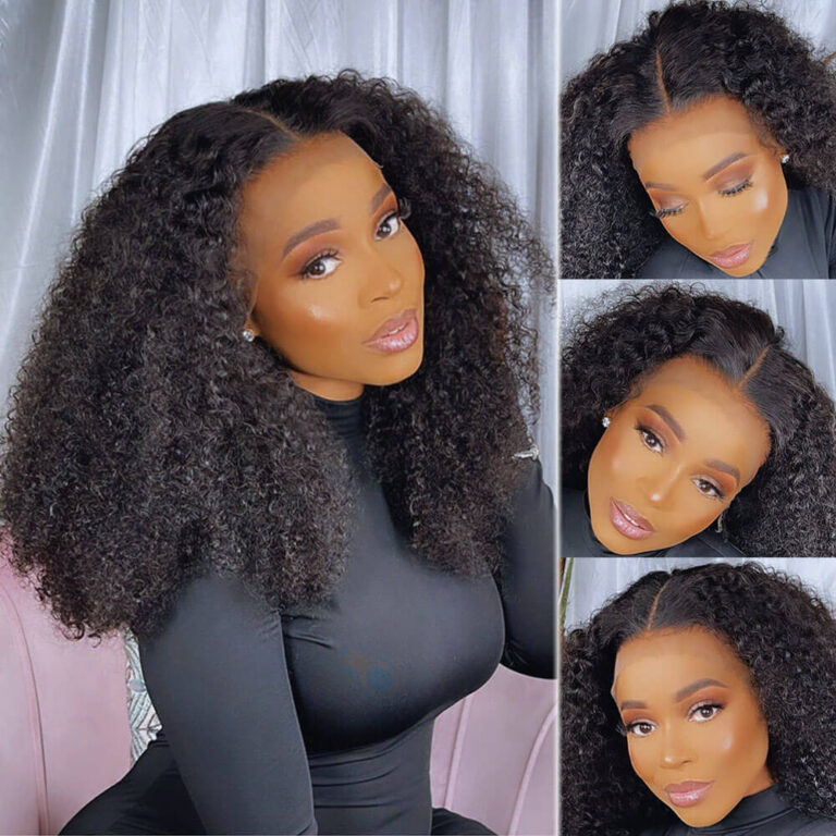Premium Kinky Curly Human Hair Wigs Natural Texture Full Density Glueless Lace Wigs for Women