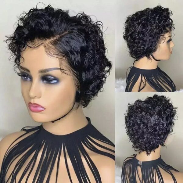 Short Natural Wavy Wig Premium Human Hair Breathable Cap, Soft Texture, Tangle Free, Heat Style Ready