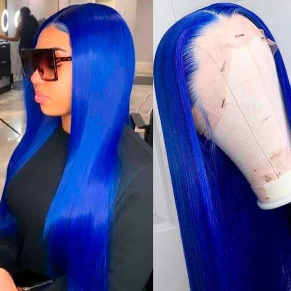 Vietnamese Raw Blue Wig Human Hair Full Cuticle Aligned Virgin Lace Wig Long Lasting Dye Safe Factory Direct HD