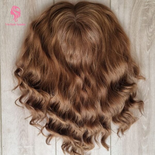 Auburn Curly Wavy Silk Base Human Hair Topper Natural Density Breathable Base Heat Friendly Lightweight Seamless Cover