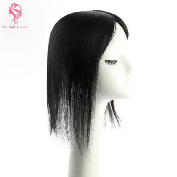 Premium Black Hair Topper Human Hair for Women Natural Coverage Lightweight Breathable Base Silk Mono Lace Scalp Volume