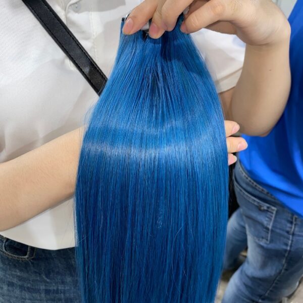 Blue Bone Straight Human Hair Weave Bundles Natural Color Remy Quality Wholesale Double Drawn Cuticle Aligned