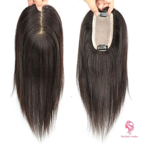 Clip In Hair Topper 100% Human Hair Natural Scalp Base Lightweight Volume Solution for Women Thinning Hair