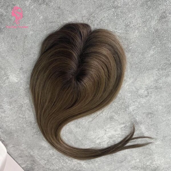 Coffee Brown Silk Base Human Hair Topper Natural Scalp Effect Heat Resistant Remy Hair for Women