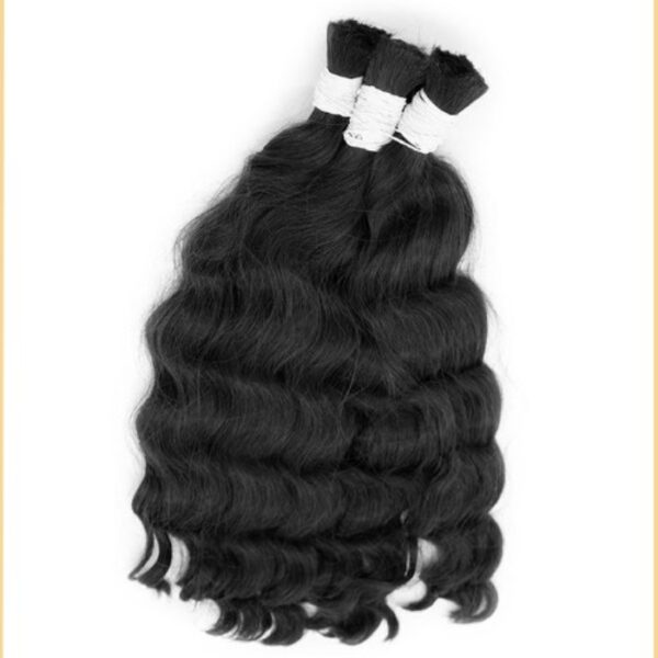 Deep Wave Bulk Hair Black Color 100% Human Hair for Braiding Extensions Natural Texture Tangle Free