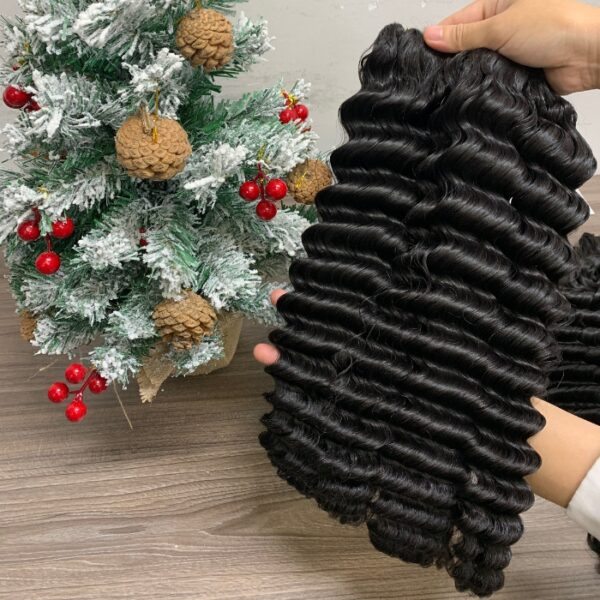 Deep Wave Hair Weave 100% Human Hair Extensions Natural Bounce Tangle Free Double Weft for Salon Use