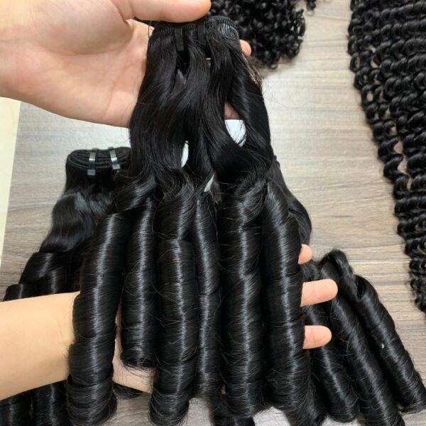 Premium Funmi Curly Hair Weave 100% Human Hair Natural Black Double Weft Long-Lasting Volume