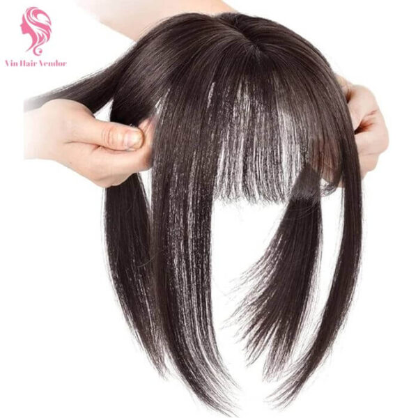 Hair Topper With Bangs for Women | Natural Coverage Human Hair Top Piece with Fringe for Thinning Hair