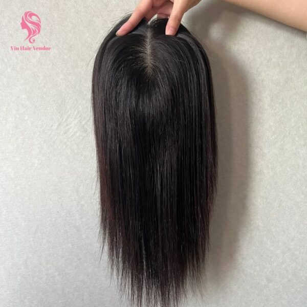 Natural Straight Black Silk Base Human Hair Topper for Women | Breathable Scalp Look | Premium Remy Hair