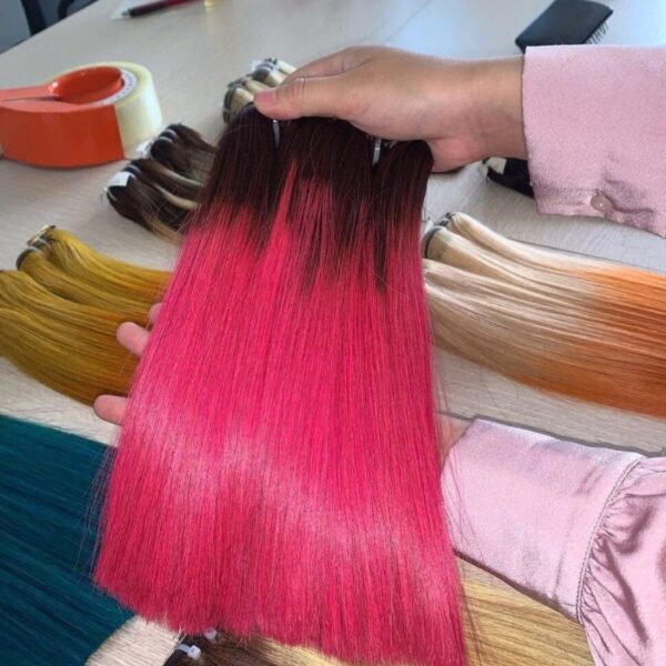 Ombre Bone Straight Hair Weave 100% Human Hair Extensions Double Drawn Natural Shine for Professional Styling