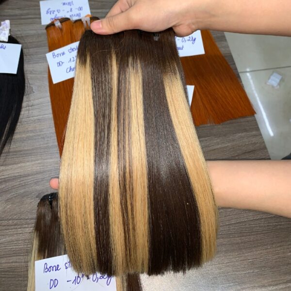 Premium Piano Bone Straight Hair Weave 100% Human Hair Double Drawn Silky Texture for Professional Styling