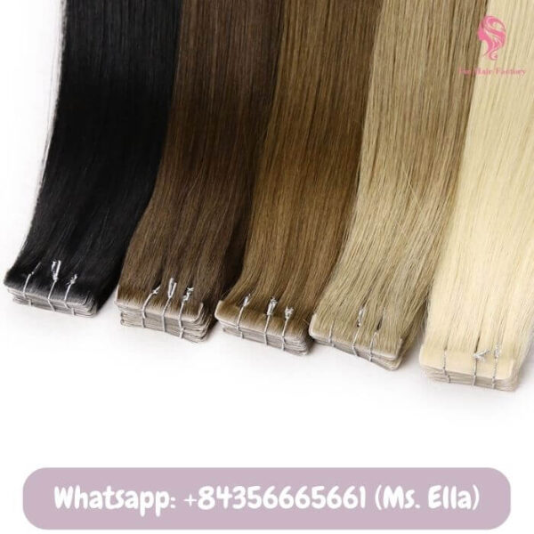 Straight Tape In Hair Extensions 100% Remy Human Hair Double Drawn Invisible Tape Natural Shine