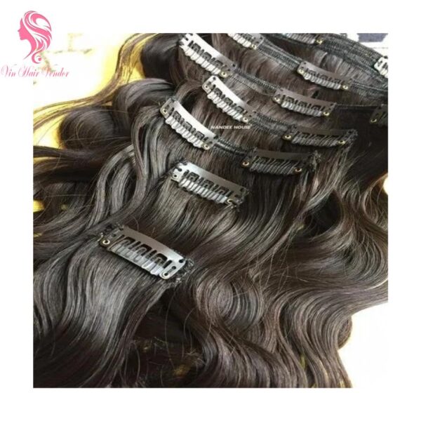 Wavy Clip In Hair Extensions Black Color 100% Human Hair Natural Look Reusable Heat Resistant for Styling