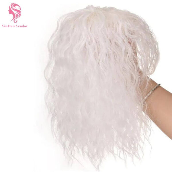 Premium White Hair Topper for Women Human Hair Natural Coverage Lightweight Clip-In Hairpiece